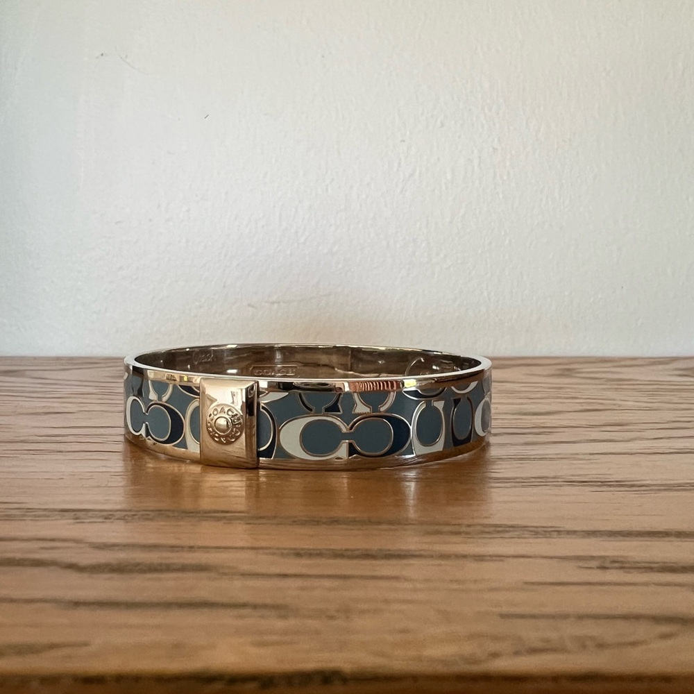 Vintage Coach Silver and Blue Bangle Bracelet - Picture 2 of 3